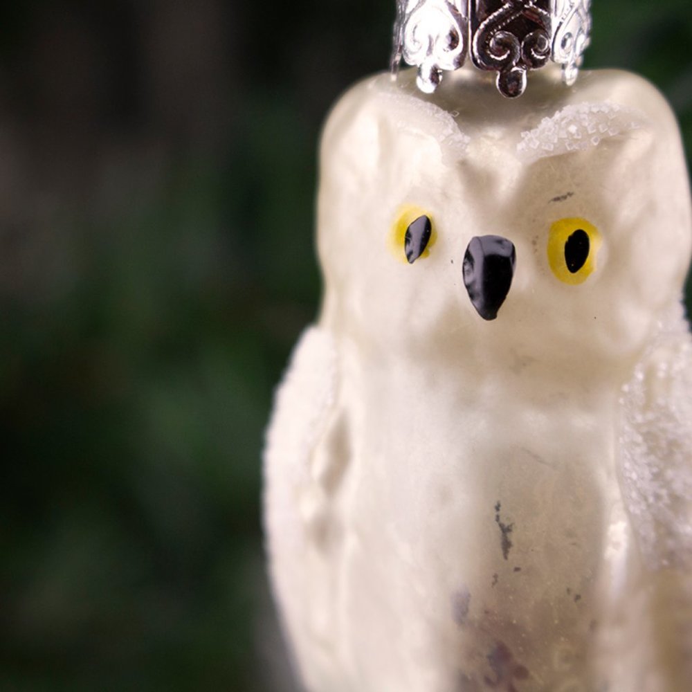 White Owl, Vintage Old World Christmas Glass Ornament